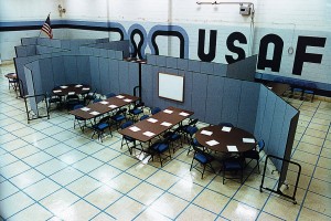 Military Use of Screenflex Room Dividers in a Gym