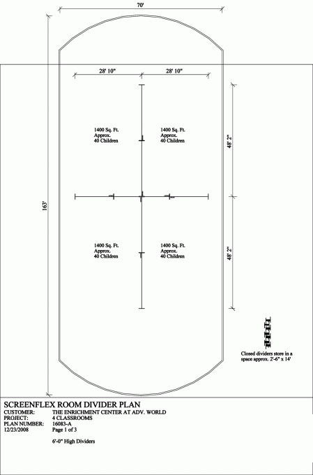 A sketch of room dividers used to separate a large room into multiple rooms