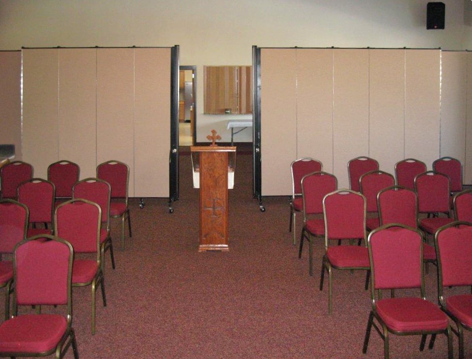 Screenflex Room Dividers used as a back drop in a church service