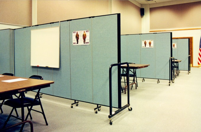 A marker board can be added to these same dividers, and set up in any configurationn desired
