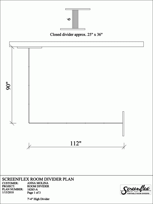 L Shaped-one divider room plan
