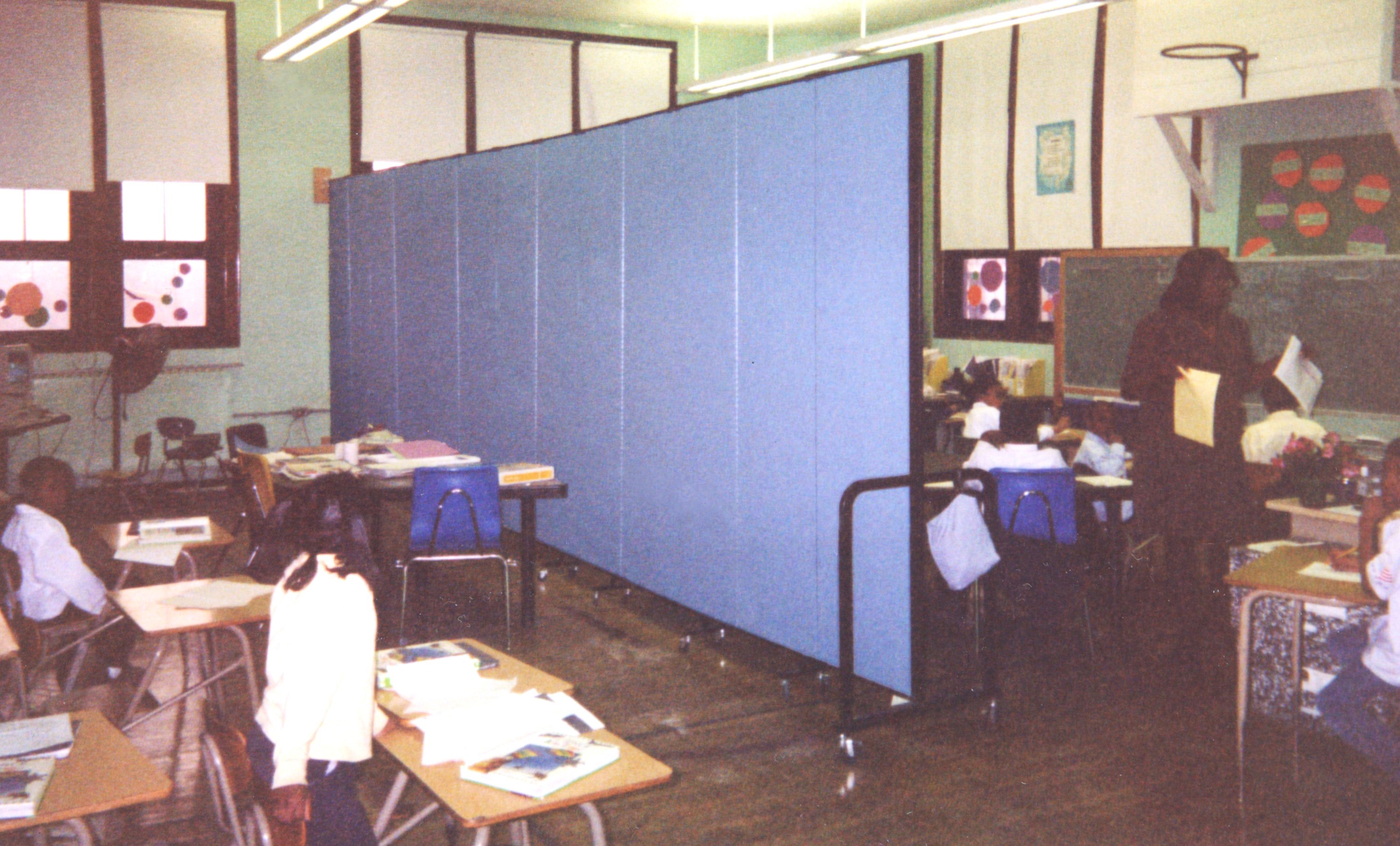 One large classroom can easily turn into two with acoustical accordion walls