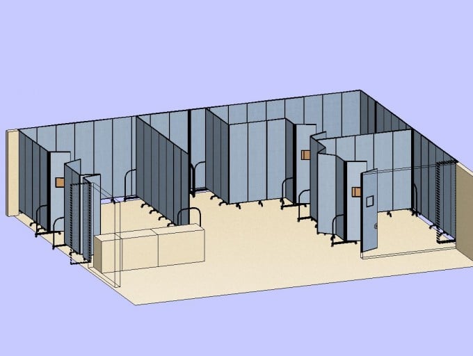 3 Classrooms With Double Doors 3D - Screenflex Use