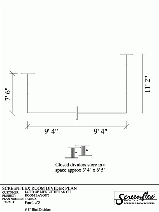 U Shaped Divider Room