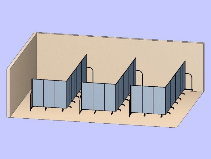 3 L Shaped Classrooms 3D in Color