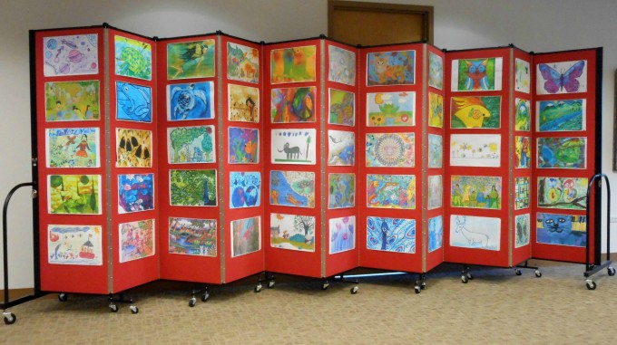 Art display on Screenflex Room Dividers