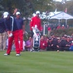 Tiger woods prepares to tee off at a PGA golf tournament