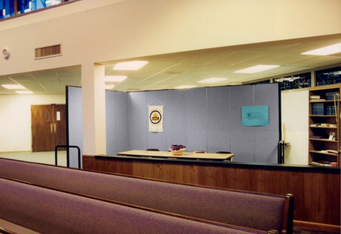 Room Divider provides division between church sanctuary and a temporary classroom