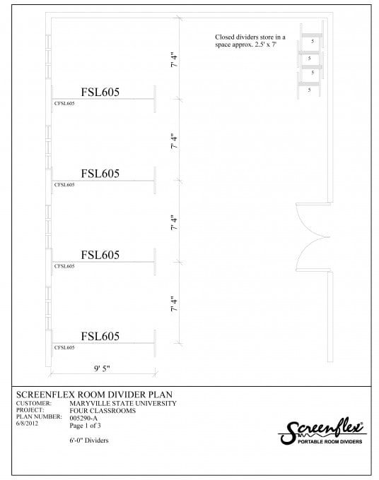 Floor plan using classroom room dividers