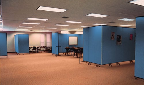 Multiple rooms are created with room paritions in an open space