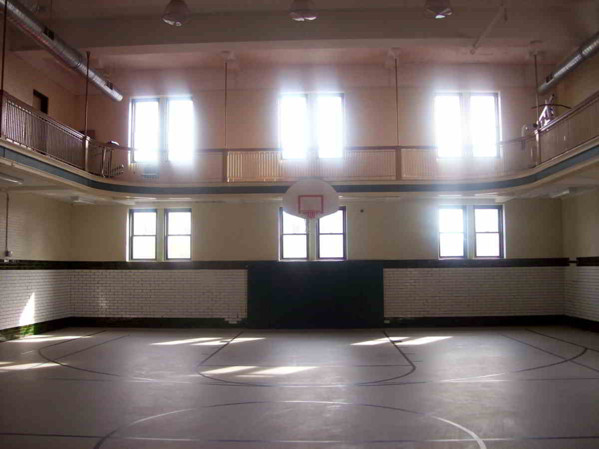 room dividers creating classrooms in a school gym