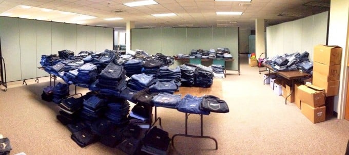 Sorted jeans on tables