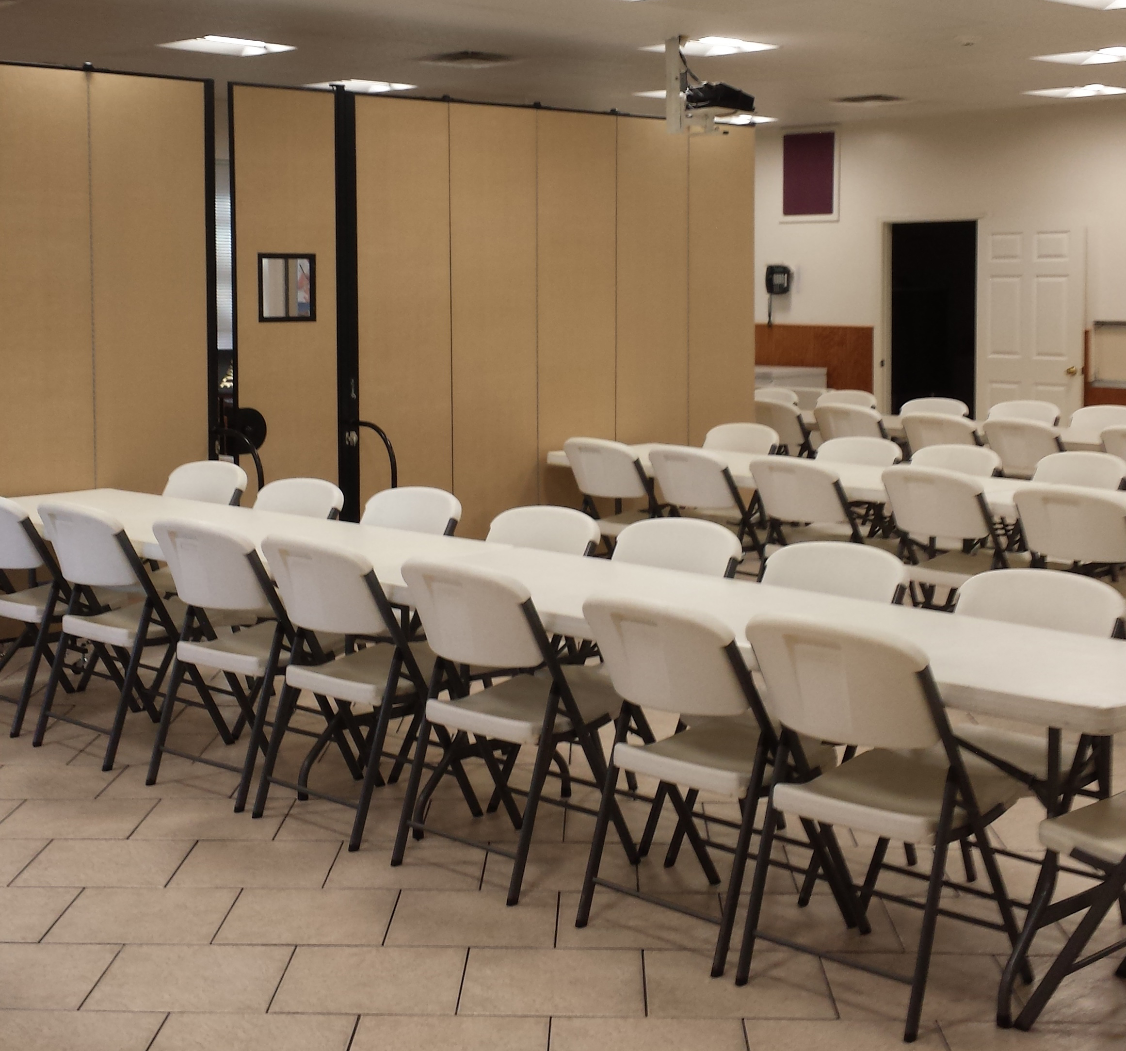 Portable partitions used to create a separation between two banquet rooms