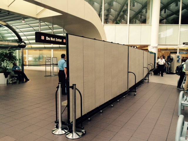 Screenflex Divider Secures a portion of the Orlando Airport