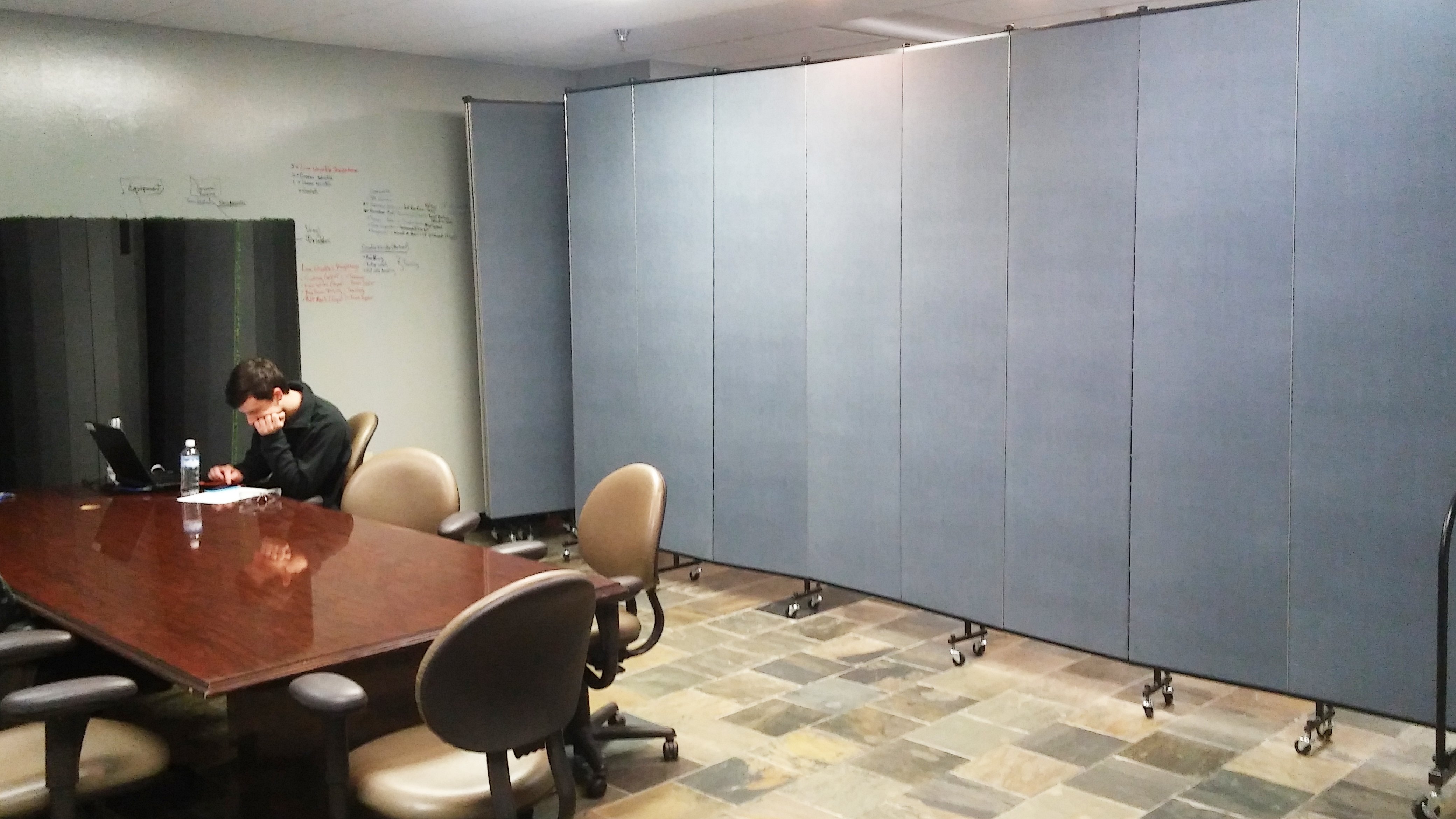 Dollamur Uses Room Dividers to hide lunchroom