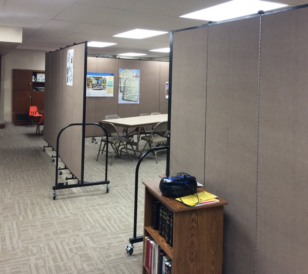 Portable walls create multiple Sunday school rooms