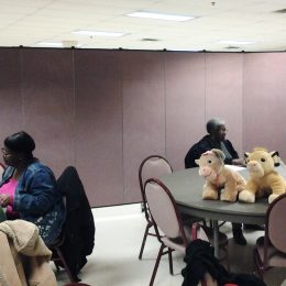 Church folding partitions divide a fellowship hall into multiple rooms