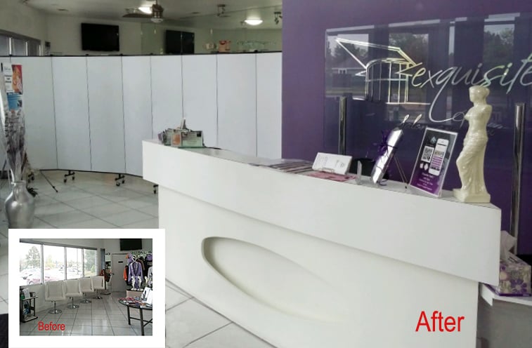 Room divider screens in a beauty salon