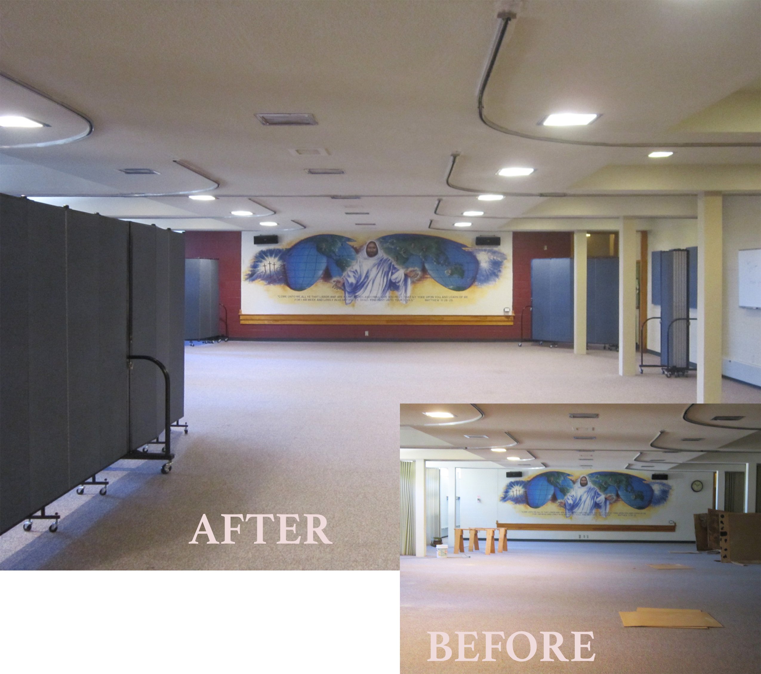 Room Dividers transform a church fellowship hall