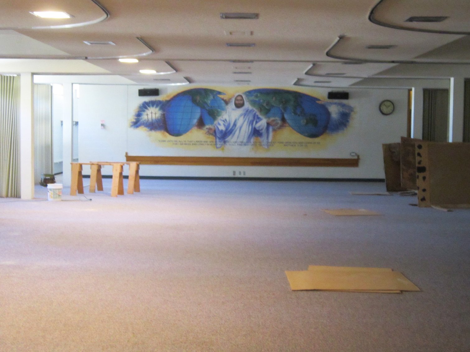 An open fellowship hall prepares for a transformation