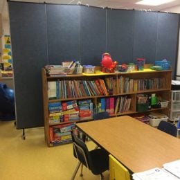 A light duty divider separated a small classroom into two rooms