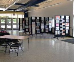 Dual sided, tackable walls provide plenty of surface to display artwork.