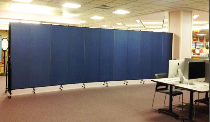 Library temporary walls create a collaborative learning space