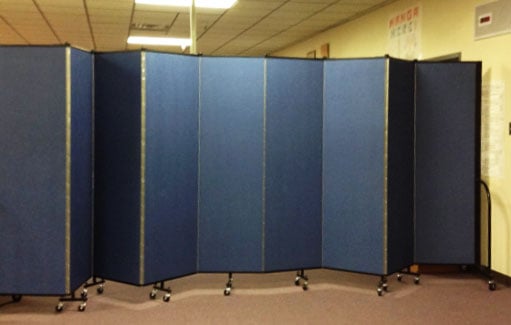 Library temporary walls create a collaborative learning space