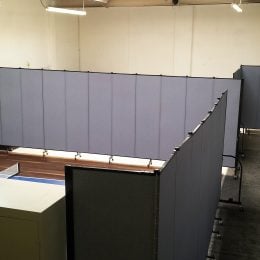 Movable office partitions that absorb sound