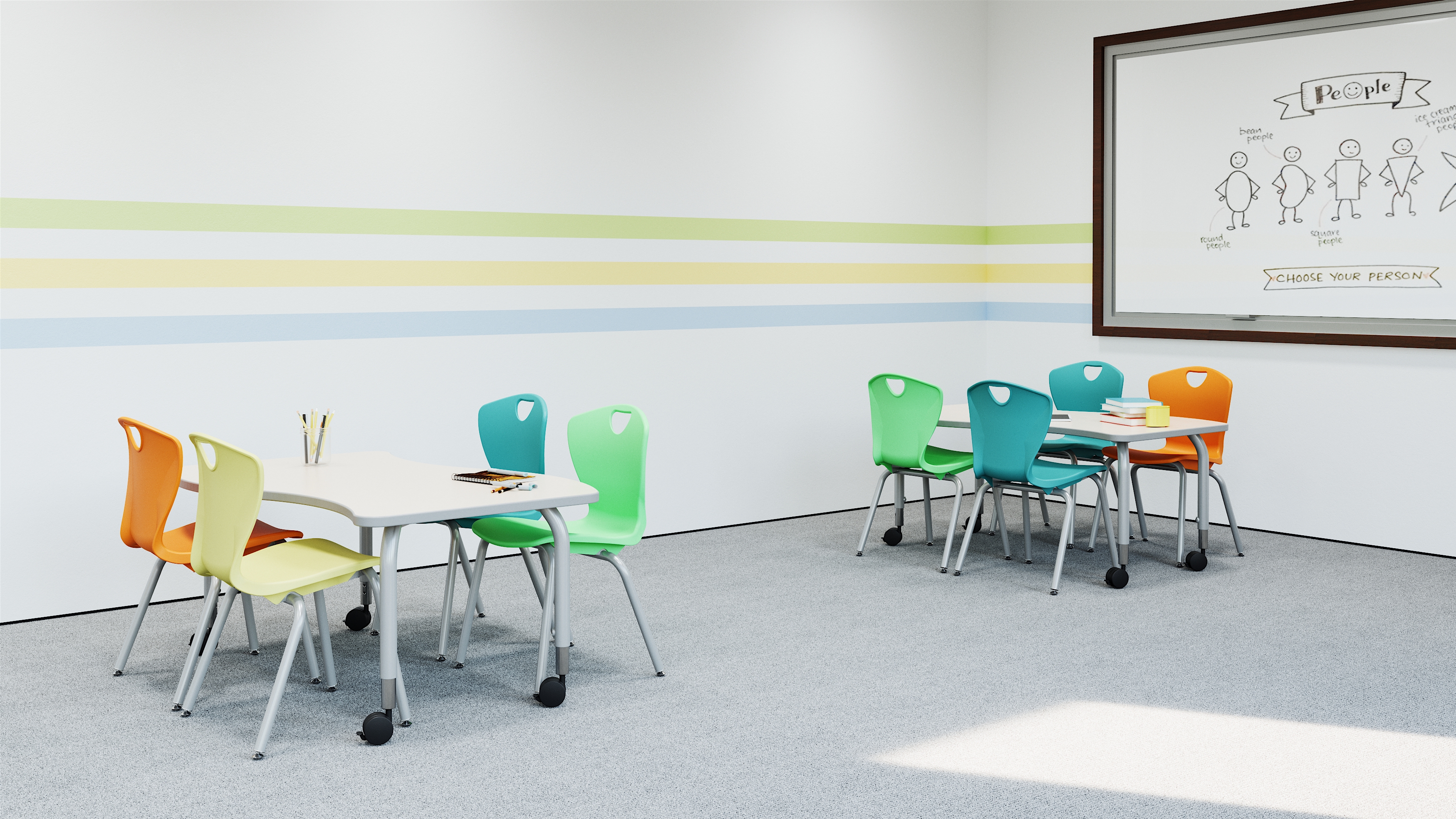 Childrens ministry, Elementary Classroom With Two Tables and Chairs