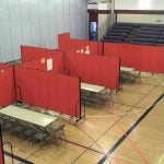 Gym classroom management achieved with portable partitions