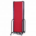 A closed red standard room divider