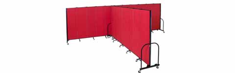 HFSL7413-DR Designer Red Fabric Screenflex Heavy Duty Portable Room Divider 7 Feet 4 Inches High by 24 Feet 1 Inches Long 