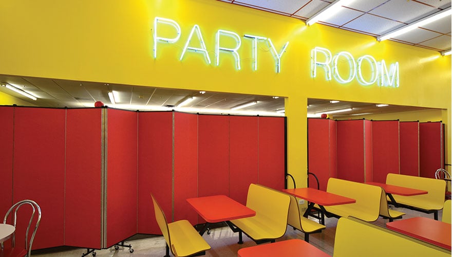 Party Room Divider Separates Eating and Play Areas