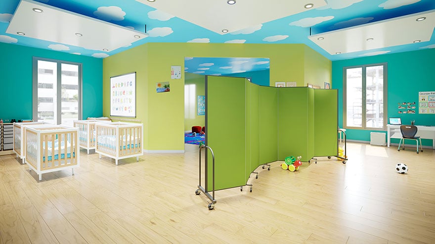 Daycare center space saver with room divider