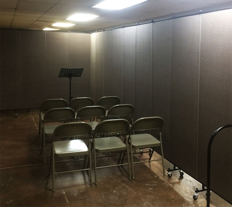 Temporary music classroom created by movable walls