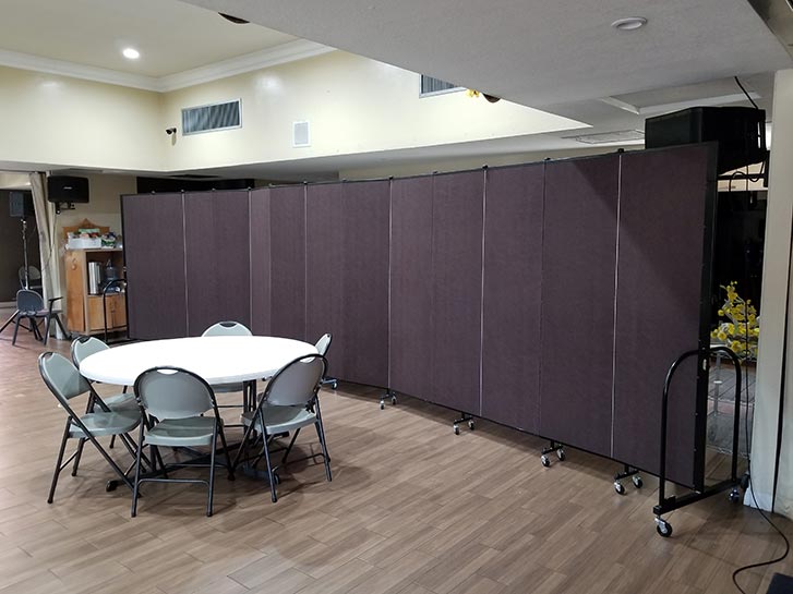 Church room divider creates study area