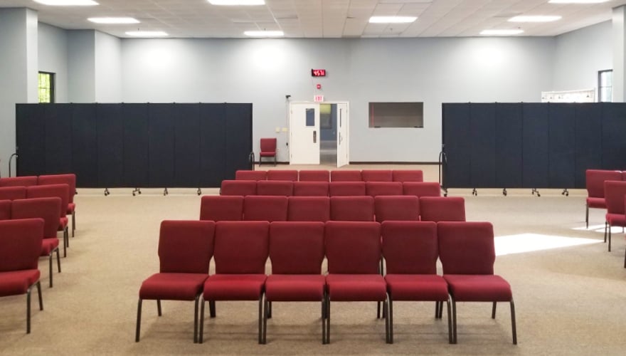 Temporary walls setup in a church worship hall