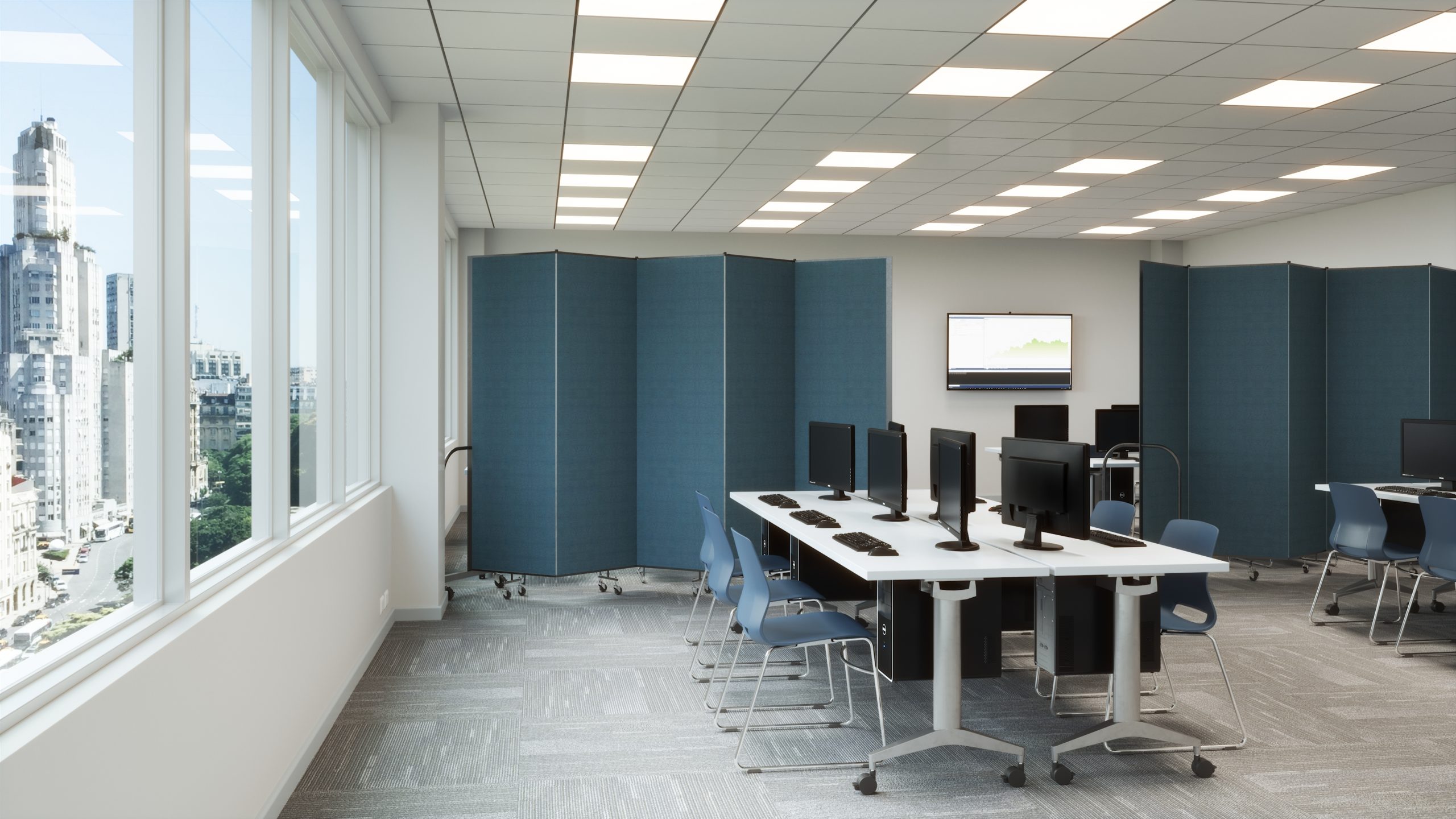 Tech School Computer Lab with Blue Room Dividers