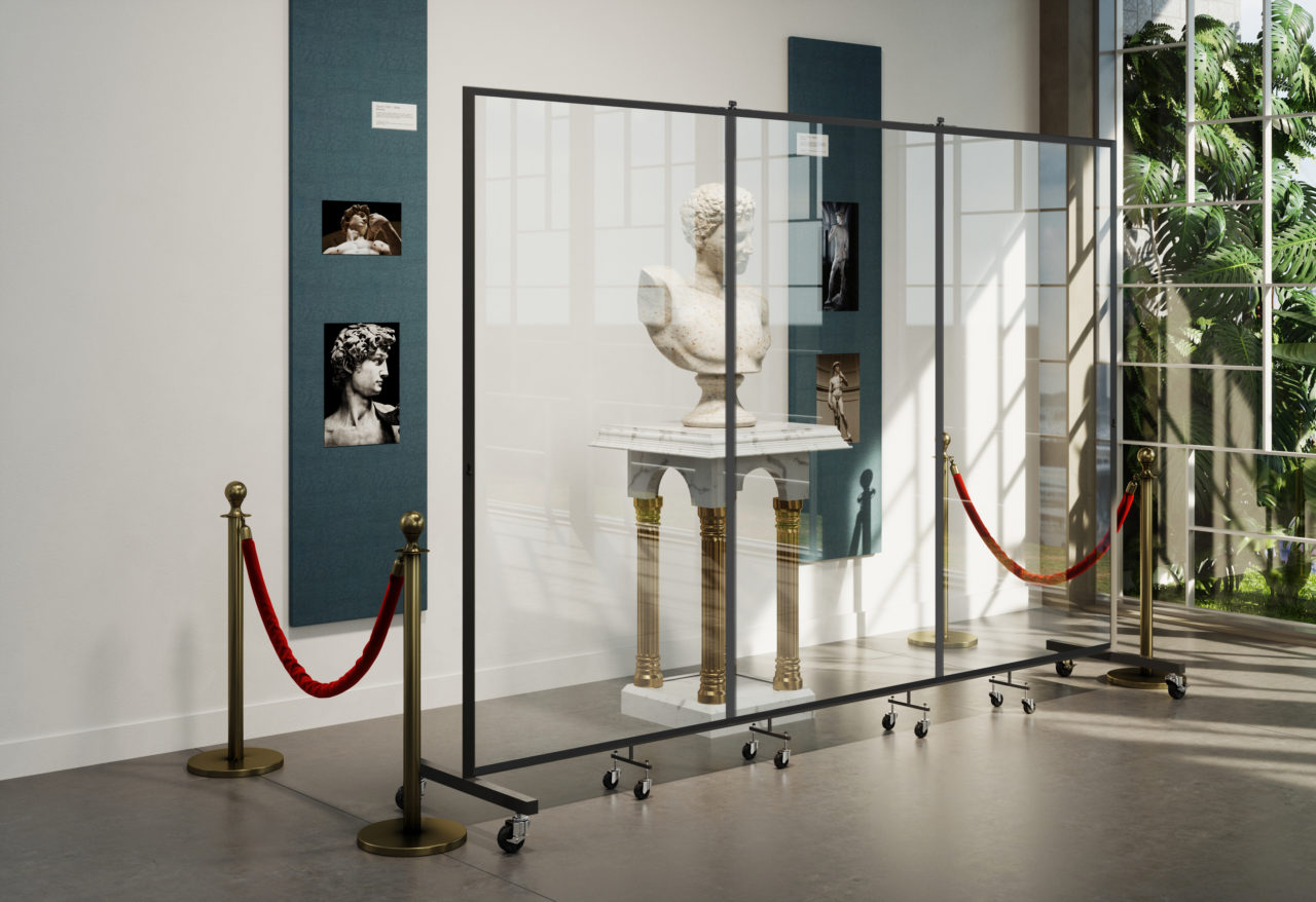 Clear Barriers for Museum Displays Screenflex Portable Room Dividers