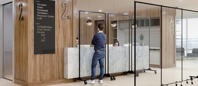 safety dividers-clear dividers in front of reception area