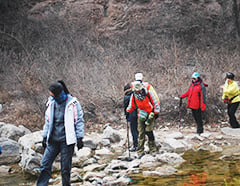 hikers walking in a group