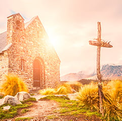 small church in the sunlight