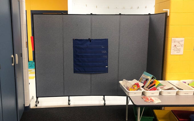 post pandemic classroom dividers in common space