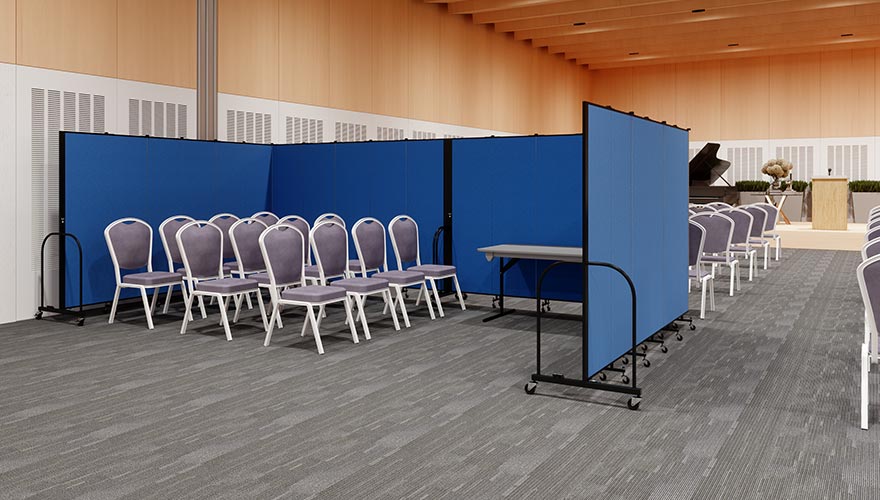 privacy area in church surrounded by room dividers