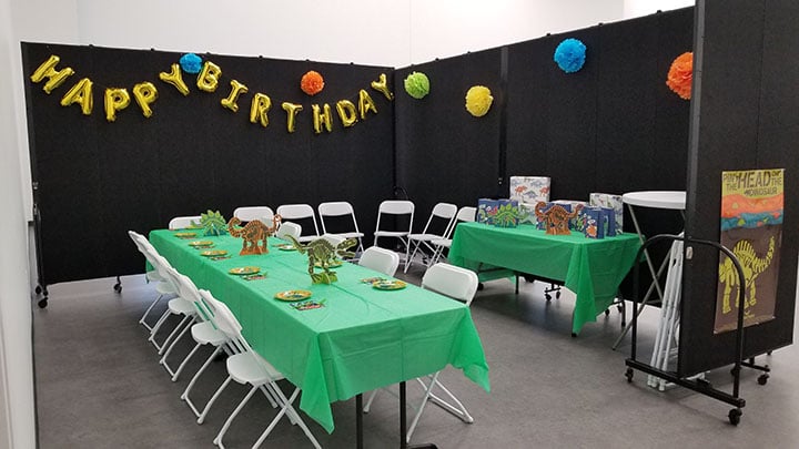 dinosaur themed party room