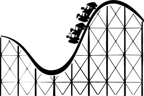 Vector black and white roller coaster
