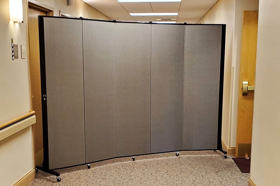 Room divider blocking off a hallway