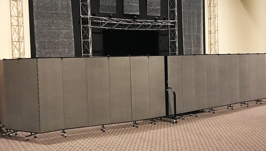 gray divider acts as protection of stage area