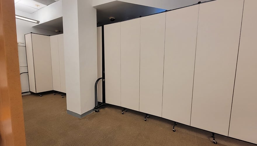 White dividers sectioning off clinic space